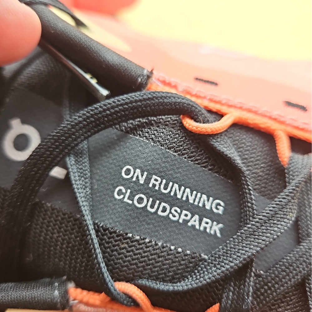 On Cloud Running Shoes Men's Size 12.5 Orange Black Helion Cloudtec Cloudspark - Picture 9 of 11